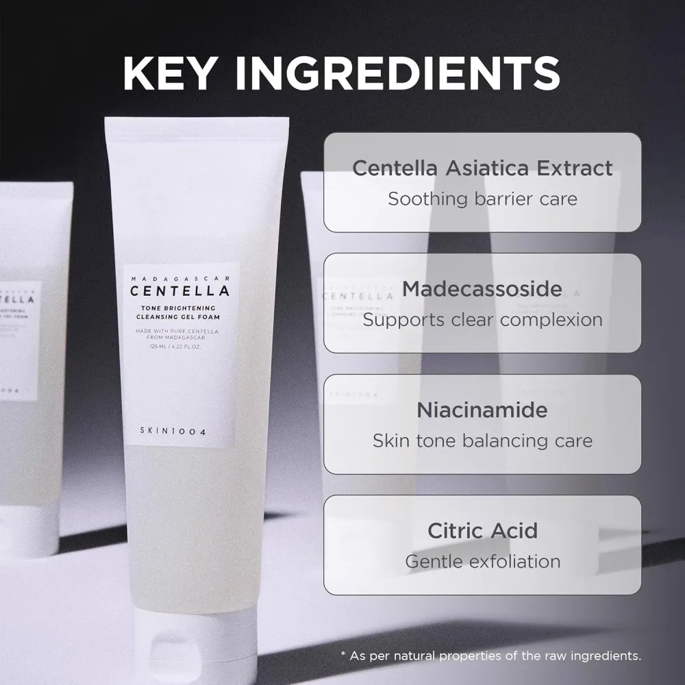 Madagascar Centella gel limpiador espumoso para iluminar el tono e hidratar 125 ml