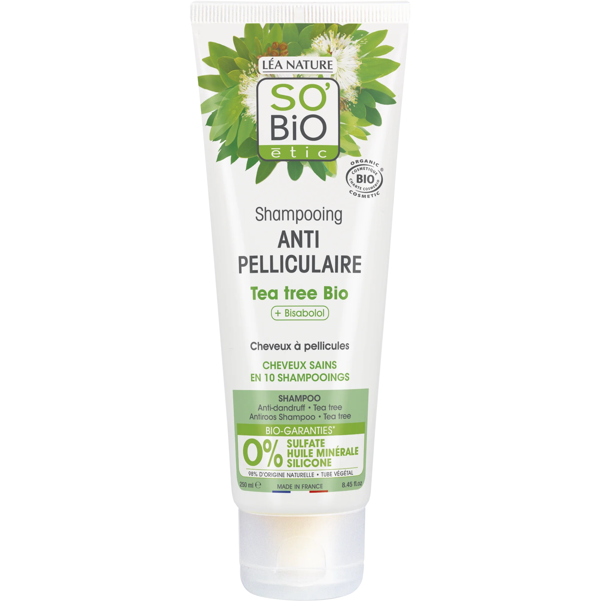 SO’BiO étic Champú anticaspa con árbol del té y bisabolol BIO (250 ml) - con zumo de aloe vera