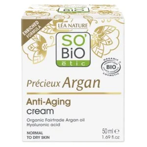 SO’BiO étic Anti-age Precieux Argan Crema de día BIO (50 ml) - hidrata, reafirma e ilumina la piel