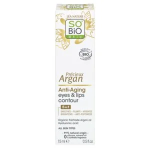 SO’BiO étic Anti-Age Precieux Argan Crema para el contorno de ojos y labios BIO (15 ml) - ideal para piel madura