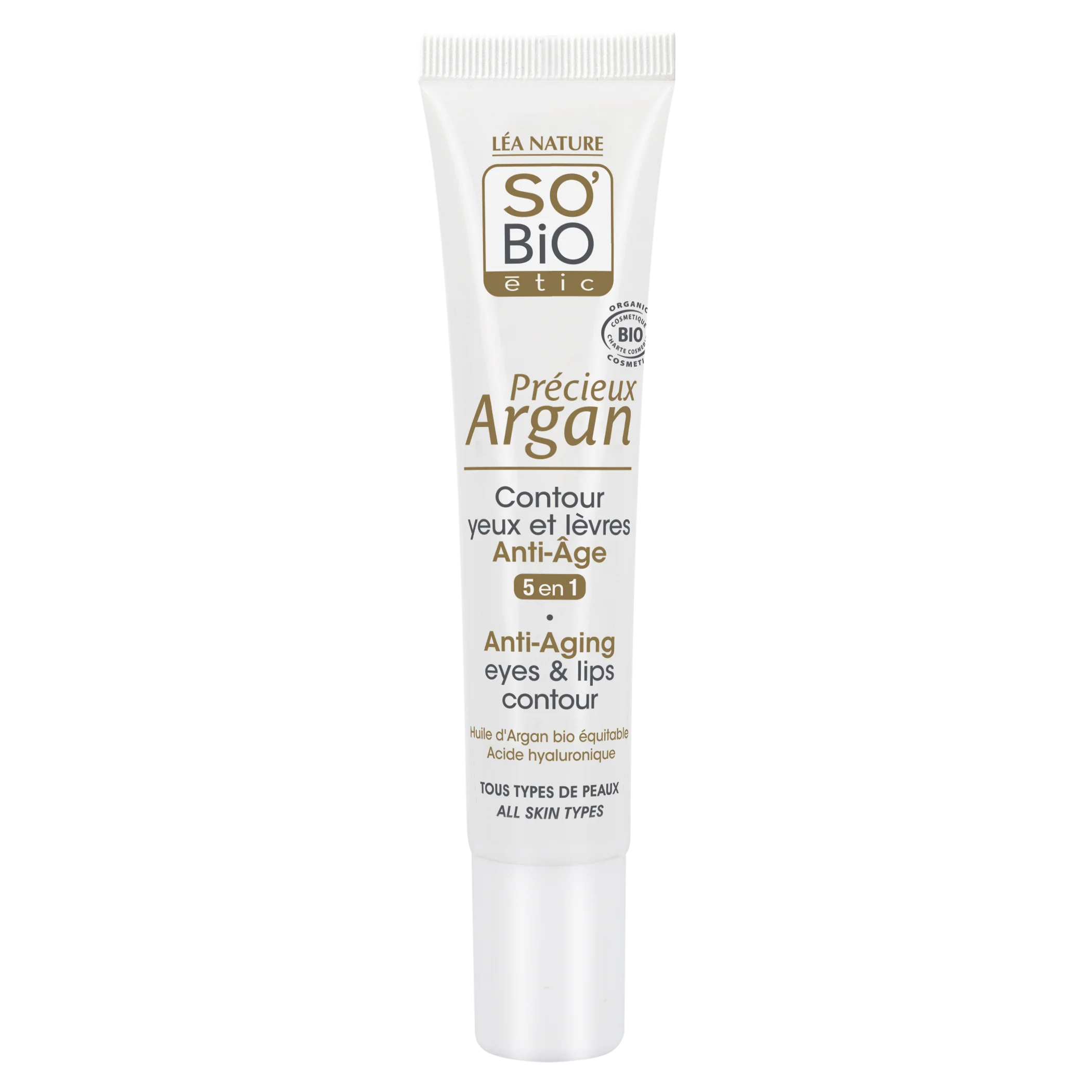 SO’BiO étic Anti-Age Precieux Argan Crema para el contorno de ojos y labios BIO (15 ml) - ideal para piel madura