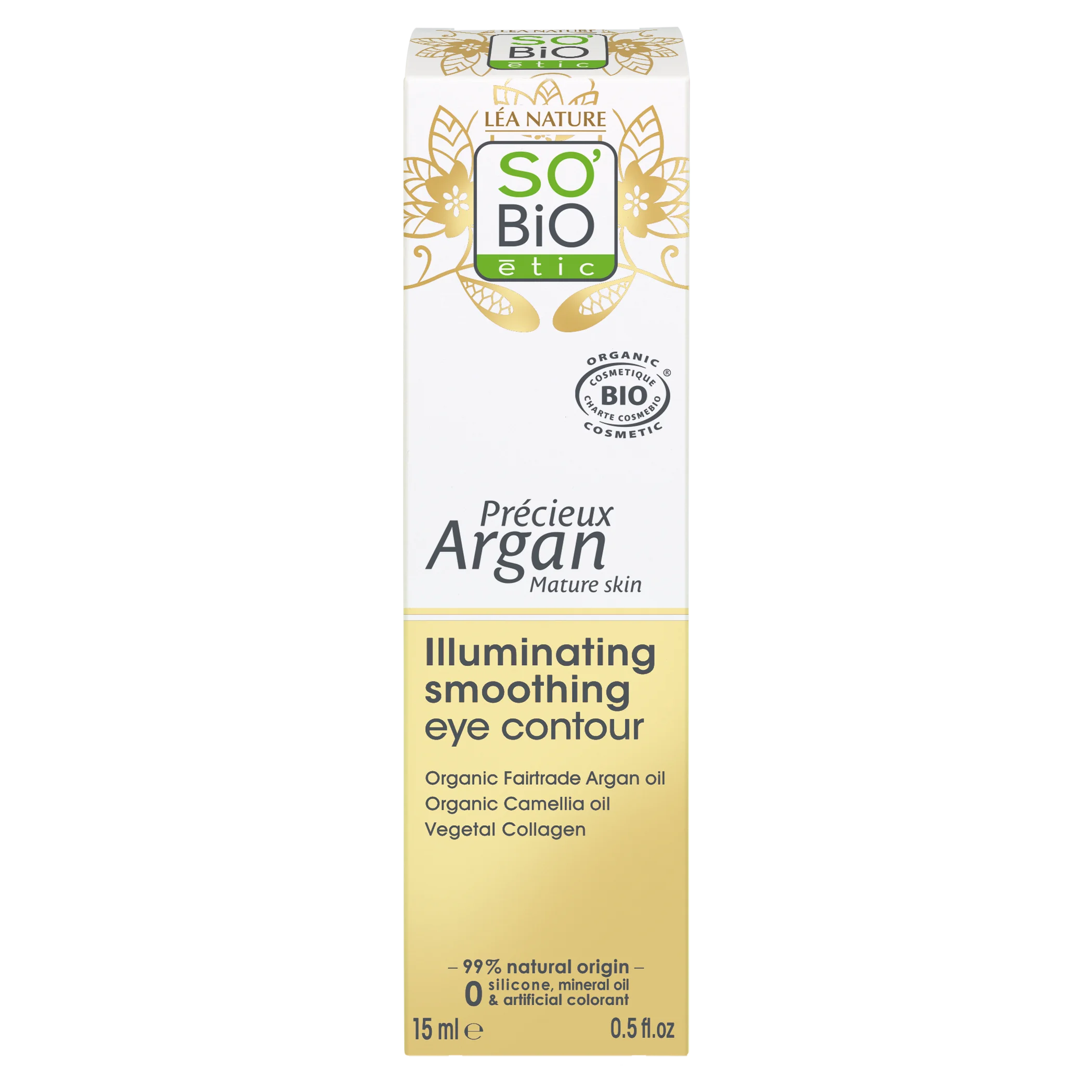 SO’BiO étic Anti-Age Précieux Argan Cuidado alisador para el contorno de ojos GOLD BIO (15 ml) - ideal para piel madura