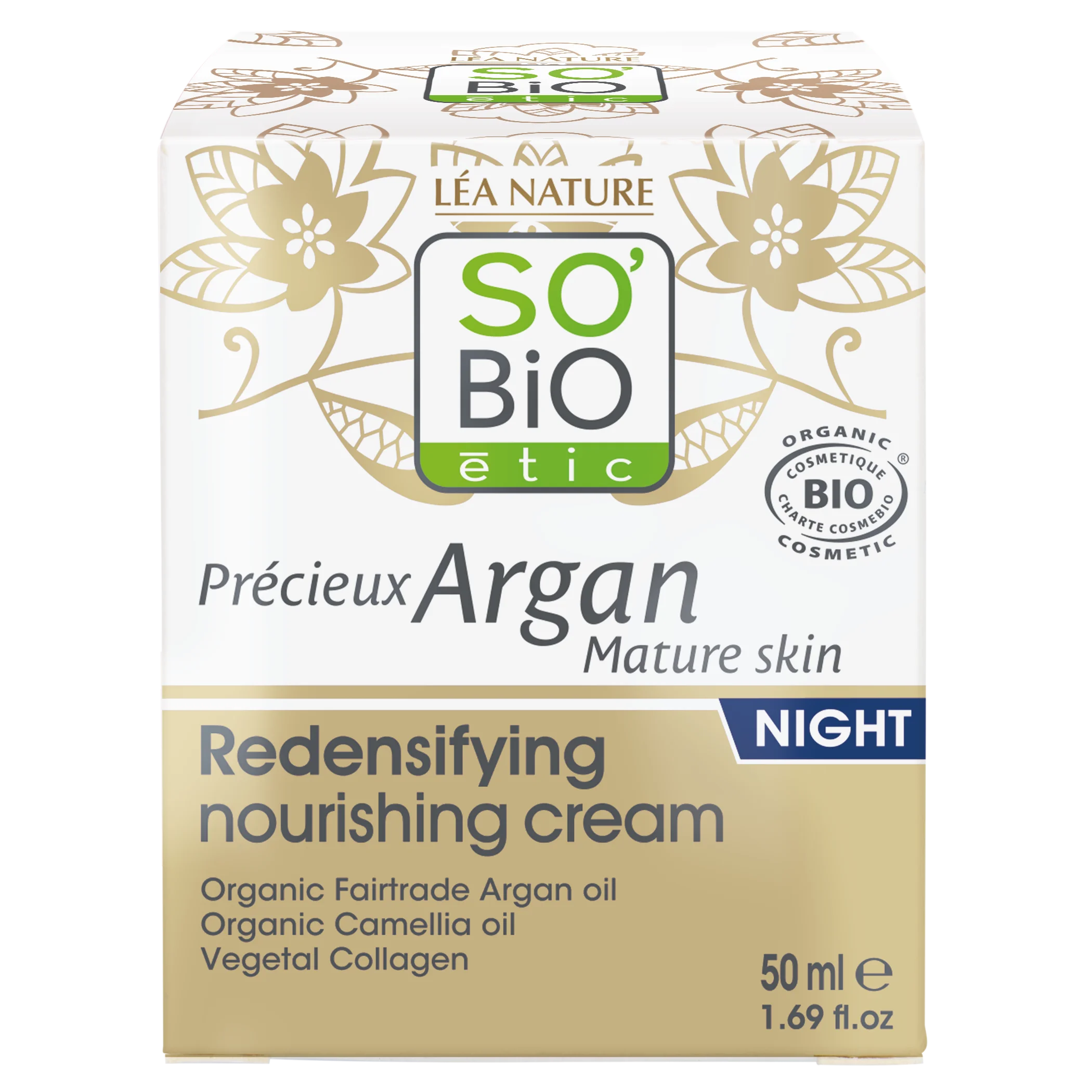 SO’BiO étic Anti-age Precieux Crema de noche nutritiva y reafirmante GOLD BIO (50 ml) - ideal para piel madura