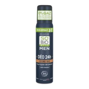 SO’BiO étic Desodorante natural ECO SPRAY 24h MEN - cedro BIO (100 ml) - eficaz hasta 24 horas