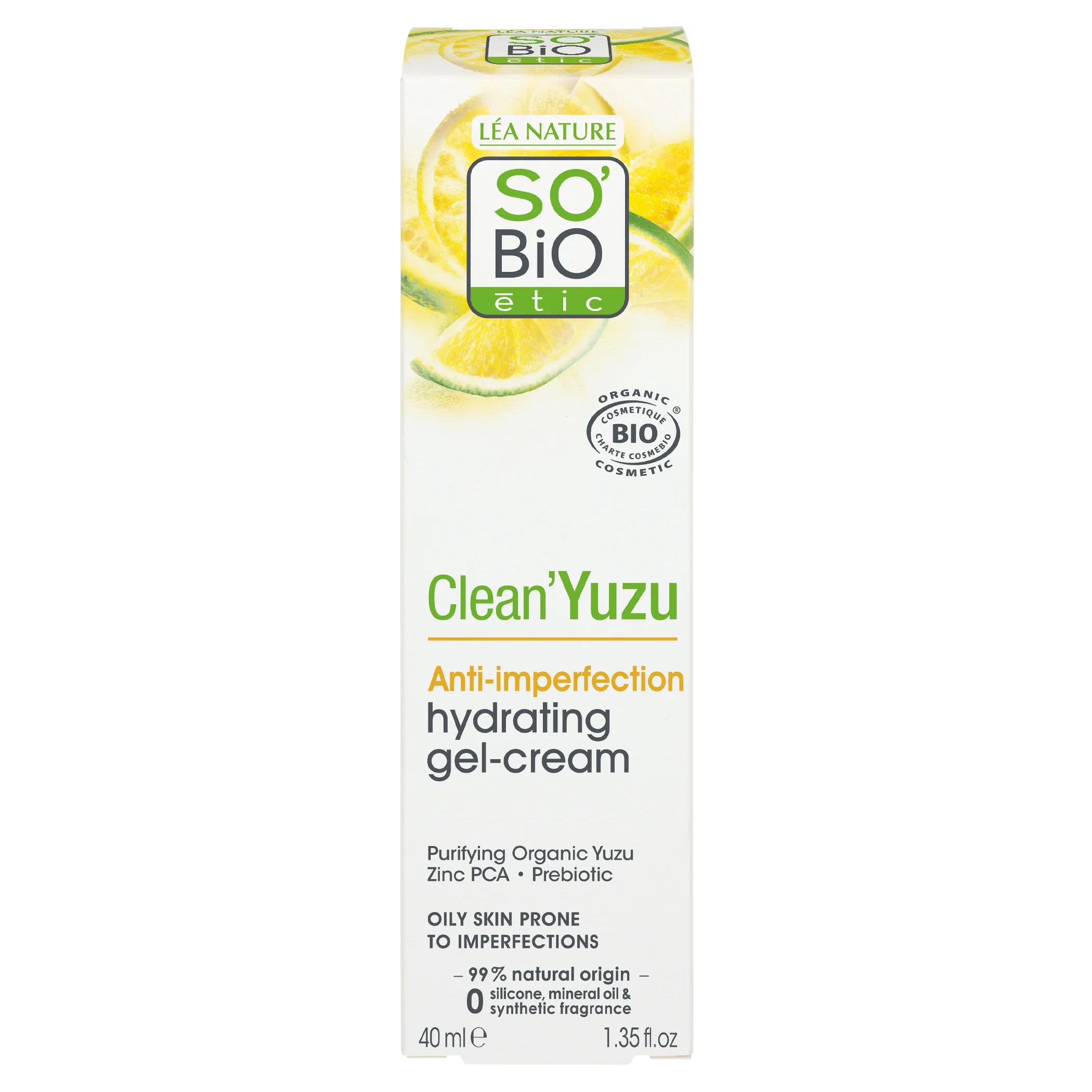 SO’BiO étic Gel-crema facial hidratante - Clean Yuzu BIO (40 ml) - ideal para piel grasa