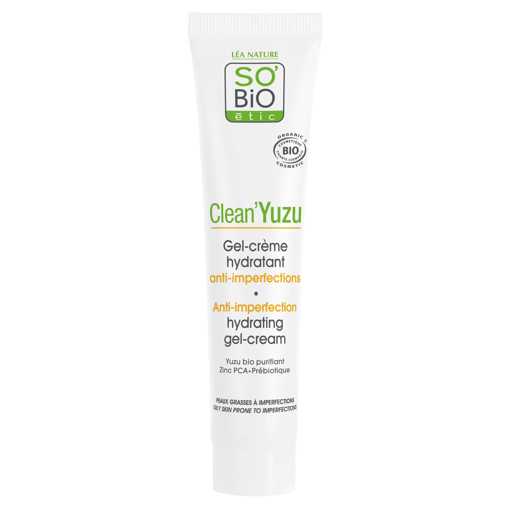 SO’BiO étic Gel-crema facial hidratante - Clean Yuzu BIO (40 ml) - ideal para piel grasa