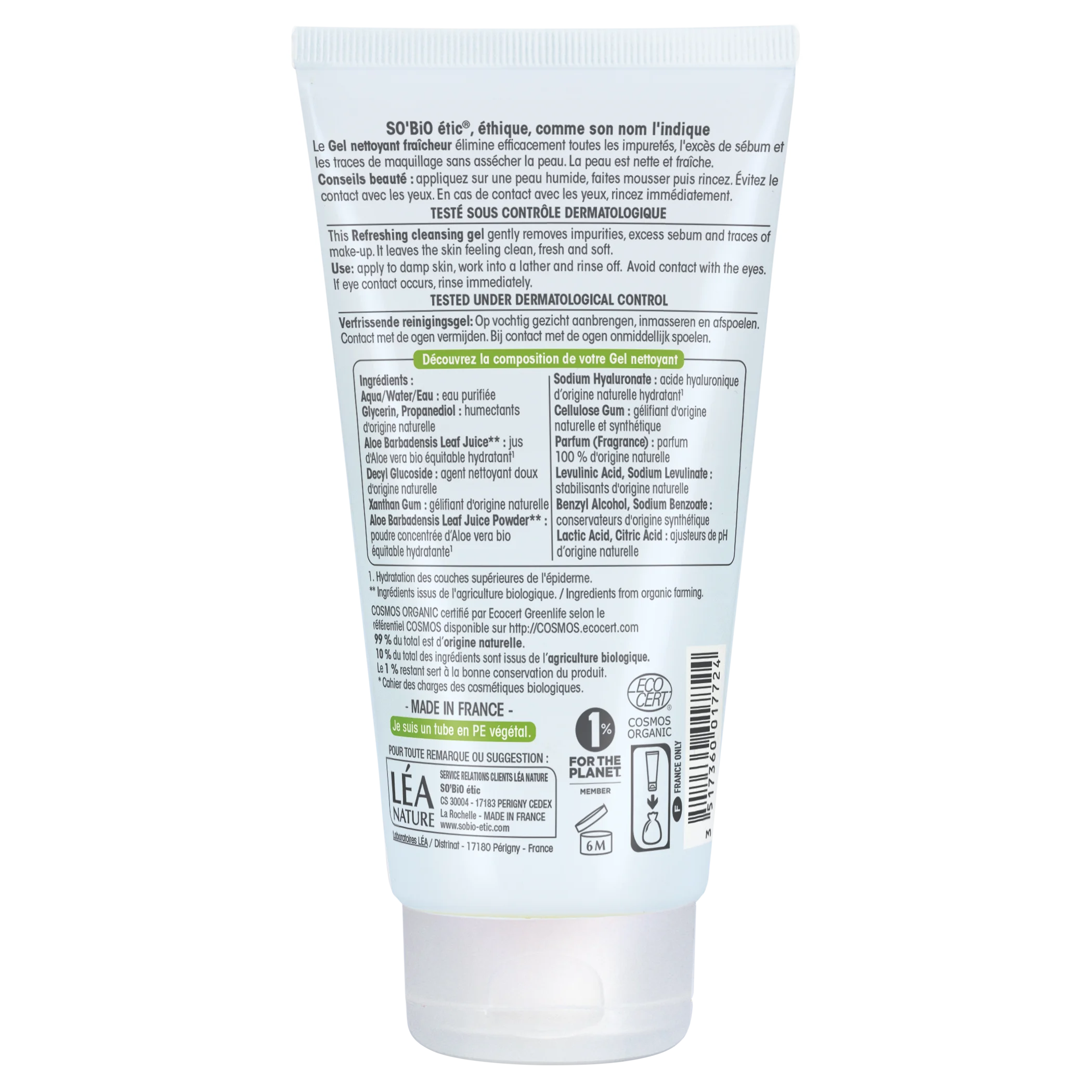 SO’BiO étic Gel limpiador hidratante Aloe vera BIO (150 ml) - para todo tipo de piel