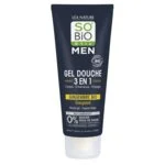 SO’BiO étic Gel de ducha MEN 3 en 1 - jengibre BIO energizante (200 ml) - para cuerpo, rostro y cabello