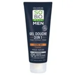 SO’BiO étic Gel de ducha MEN 3 en 1 - cedro tonificante BIO (200 ml) - para cuerpo, rostro y cabello