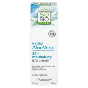SO’BiO étic Crema de día intensamente hidratante con Aloe vera BIO (50 ml) - con ácido hialurónico