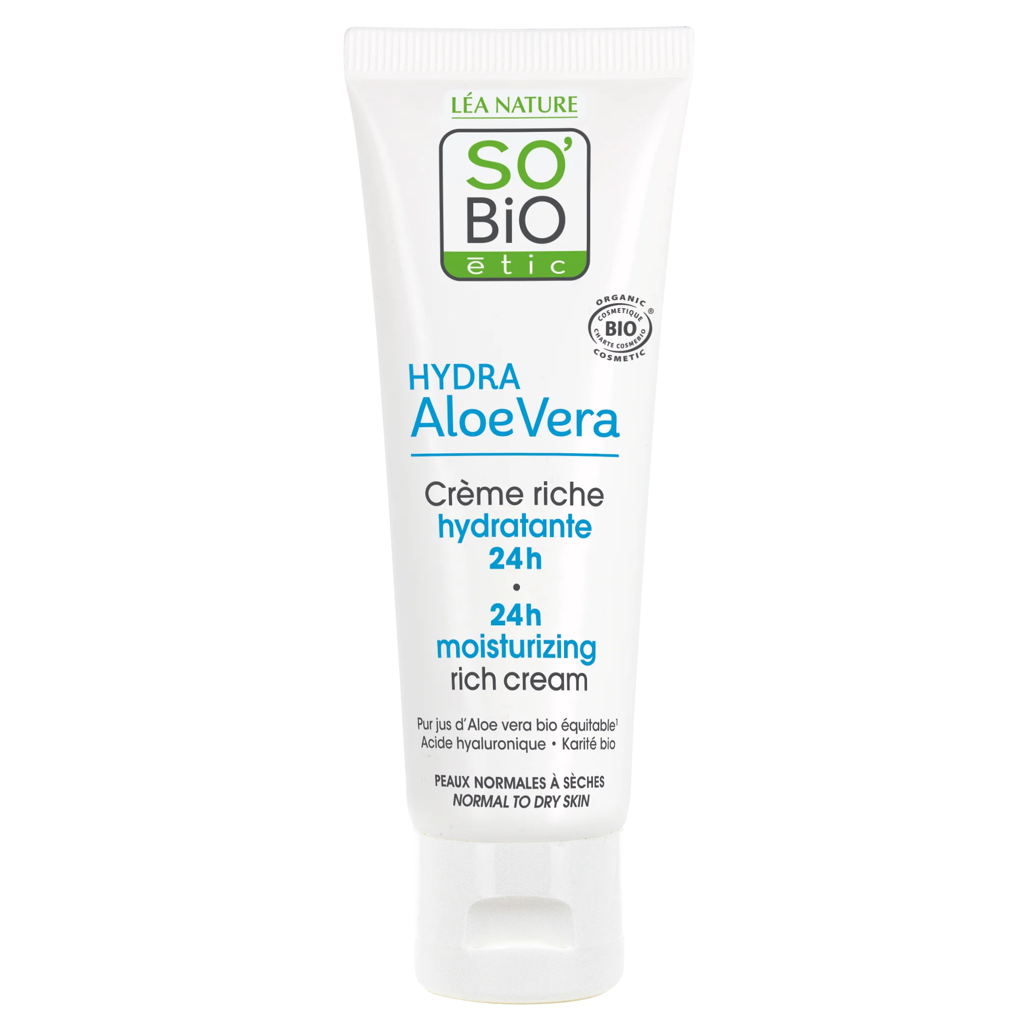 SO’BiO étic Crema de día intensamente hidratante con Aloe vera BIO (50 ml) - con ácido hialurónico