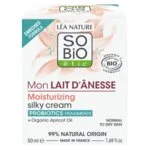 SO’BiO étic Crema hidratante sedosa con leche de burra BIO (50 ml) - para todo tipo de piel, incluida la sensible