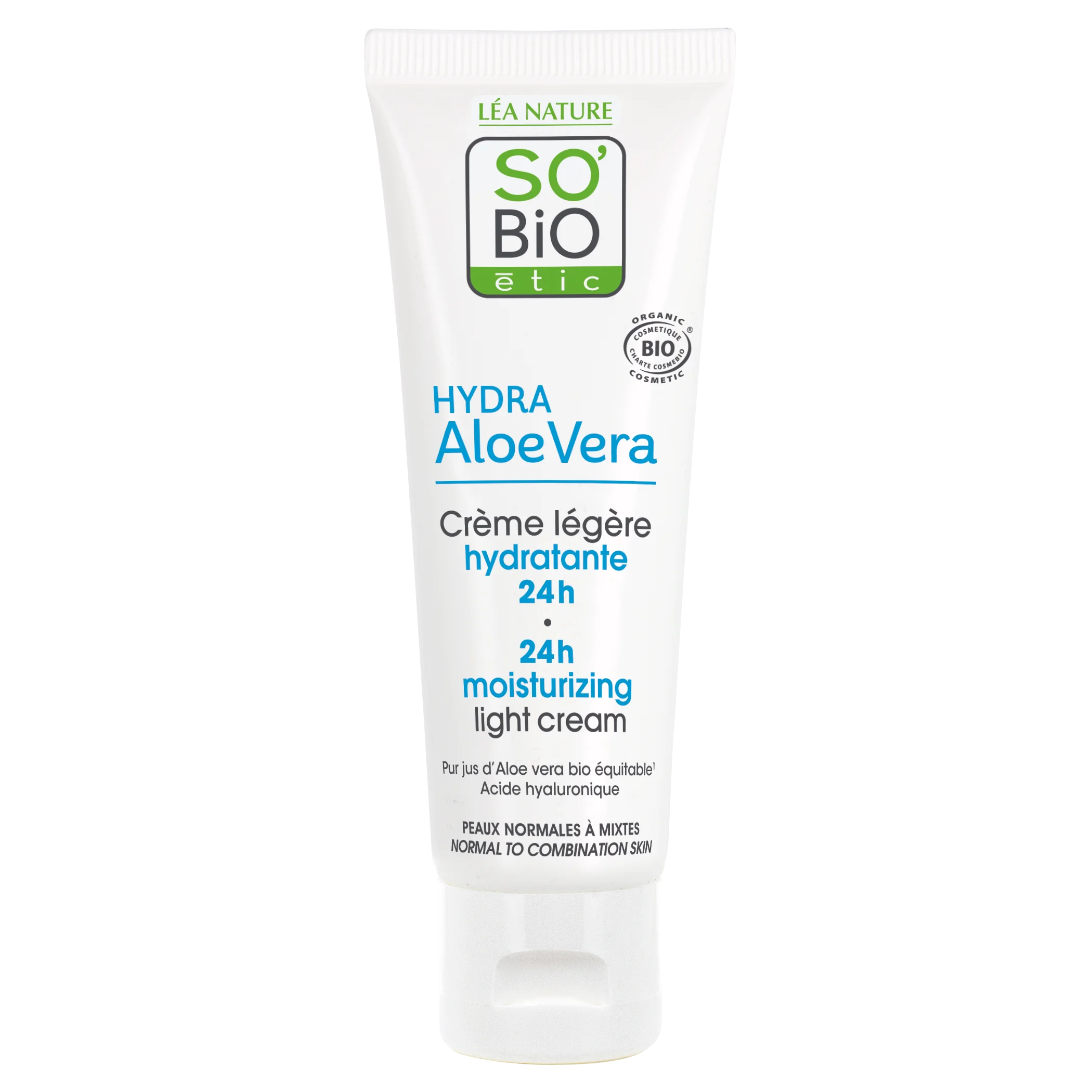 SO’BiO étic Crema de día ligeramente hidratante con Aloe Vera BIO (50 ml) - con ácido hialurónico