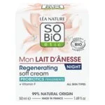 SO’BiO étic Crema de noche regeneradora con leche de burra BIO (50 ml) - textura batida