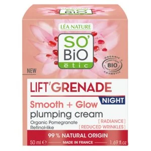 SO’BiO étic Crema de noche iluminadora antiarrugas Lift'Grenade BIO (50 ml) - con granada