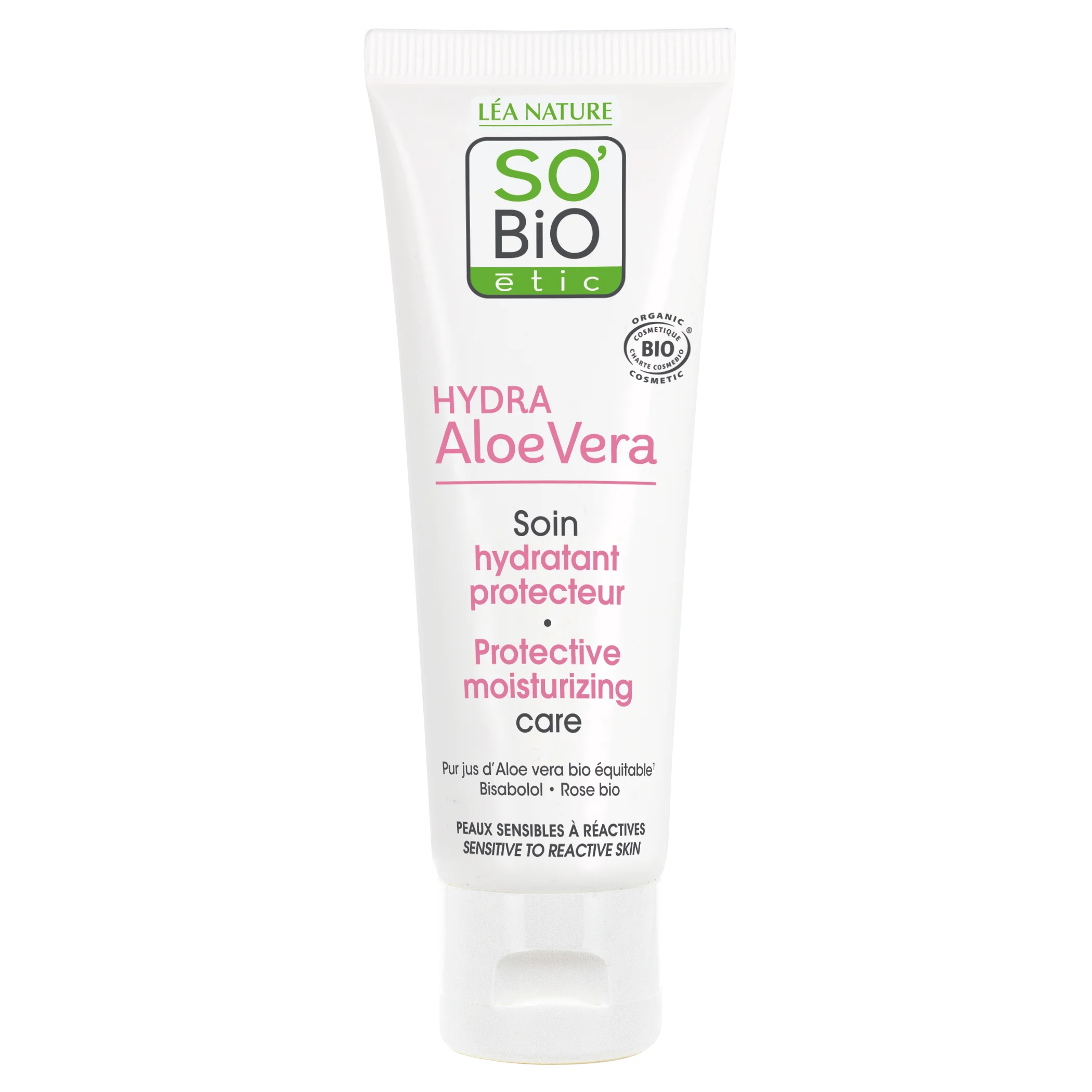 SO’BiO étic Crema protectora para piel sensible con Aloe vera 5 en 1 BIO (50 ml) - hidrata y calma la piel