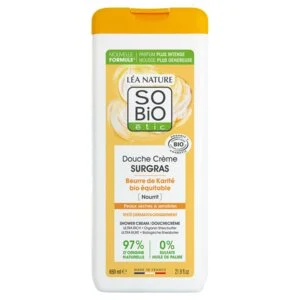SO’BiO étic Crema de ducha SURGRAS con manteca de karité BIO (650 ml) - ideal para piel seca y sensible