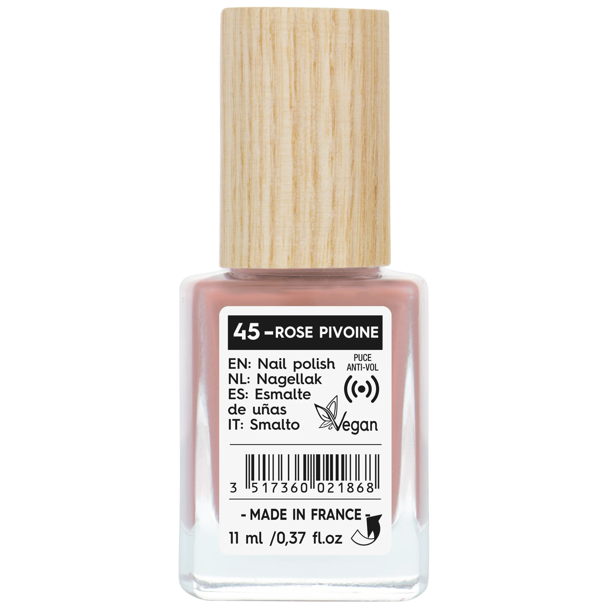 SO’BiO étic Esmalte de uñas - 45 peonía rosa (11 ml) - con un color radiante e intenso