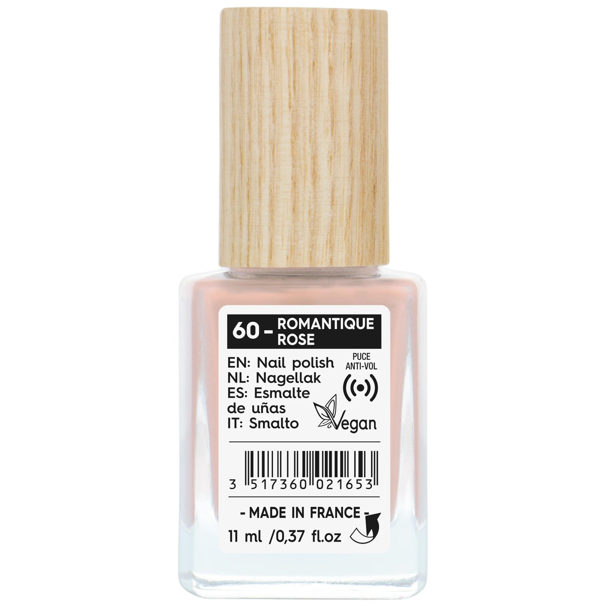 SO’BiO étic Esmalte de uñas - 60 rosa romántico (11 ml) - con color brillante e intenso