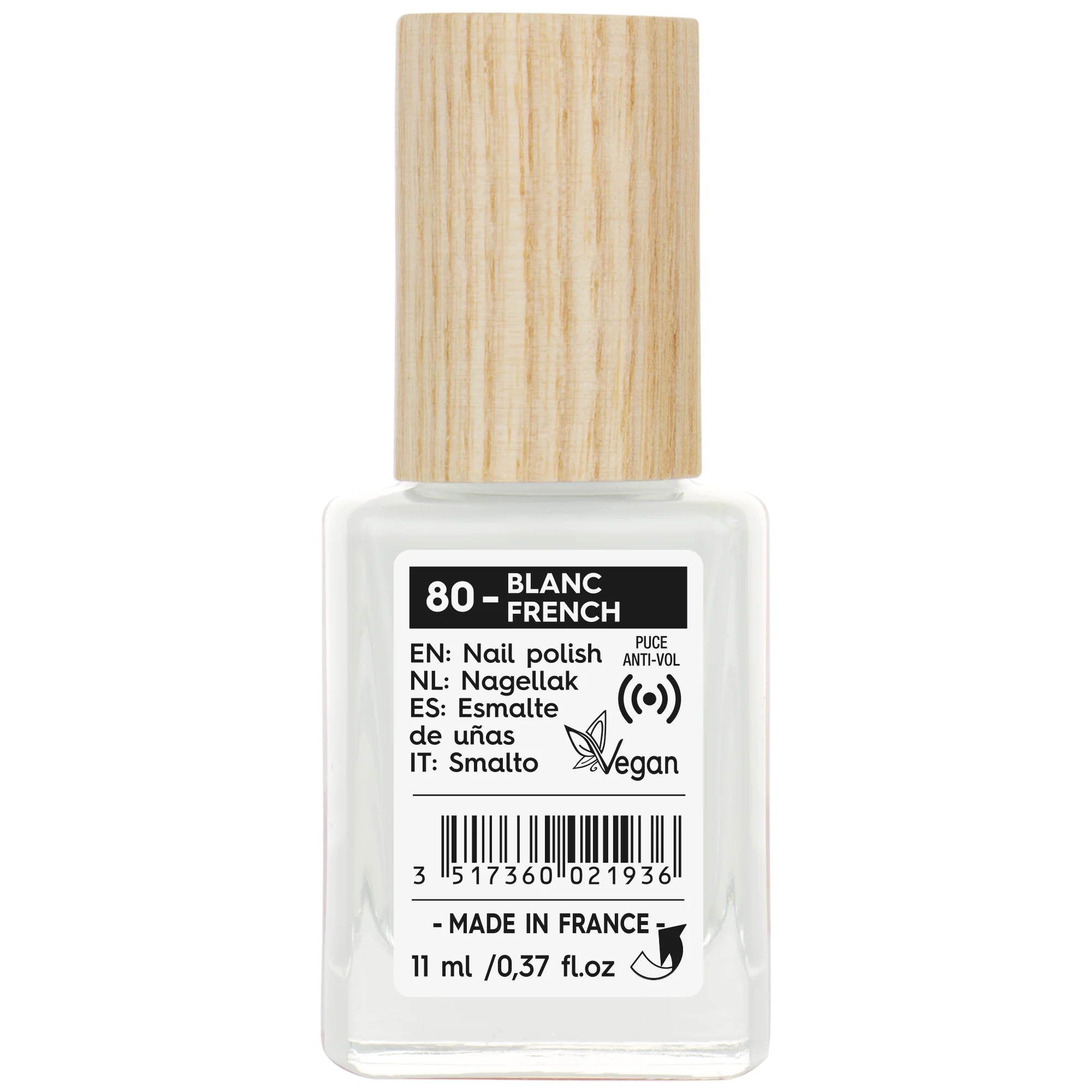 SO’BiO étic Esmalte de uñas - 80 blanco francés (11 ml) - con un color brillante e intenso