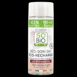 SO’BiO étic Recambio para desodorante roll-on hidratante 24 h con leche de burra BIO (150 ml) - un recambio sustituye a tres roll-on
