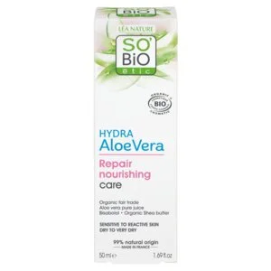 SO’BiO étic Cuidado nutritivo reparador con Aloe vera para piel sensible BIO (50 ml) - hidrata y nutre la piel