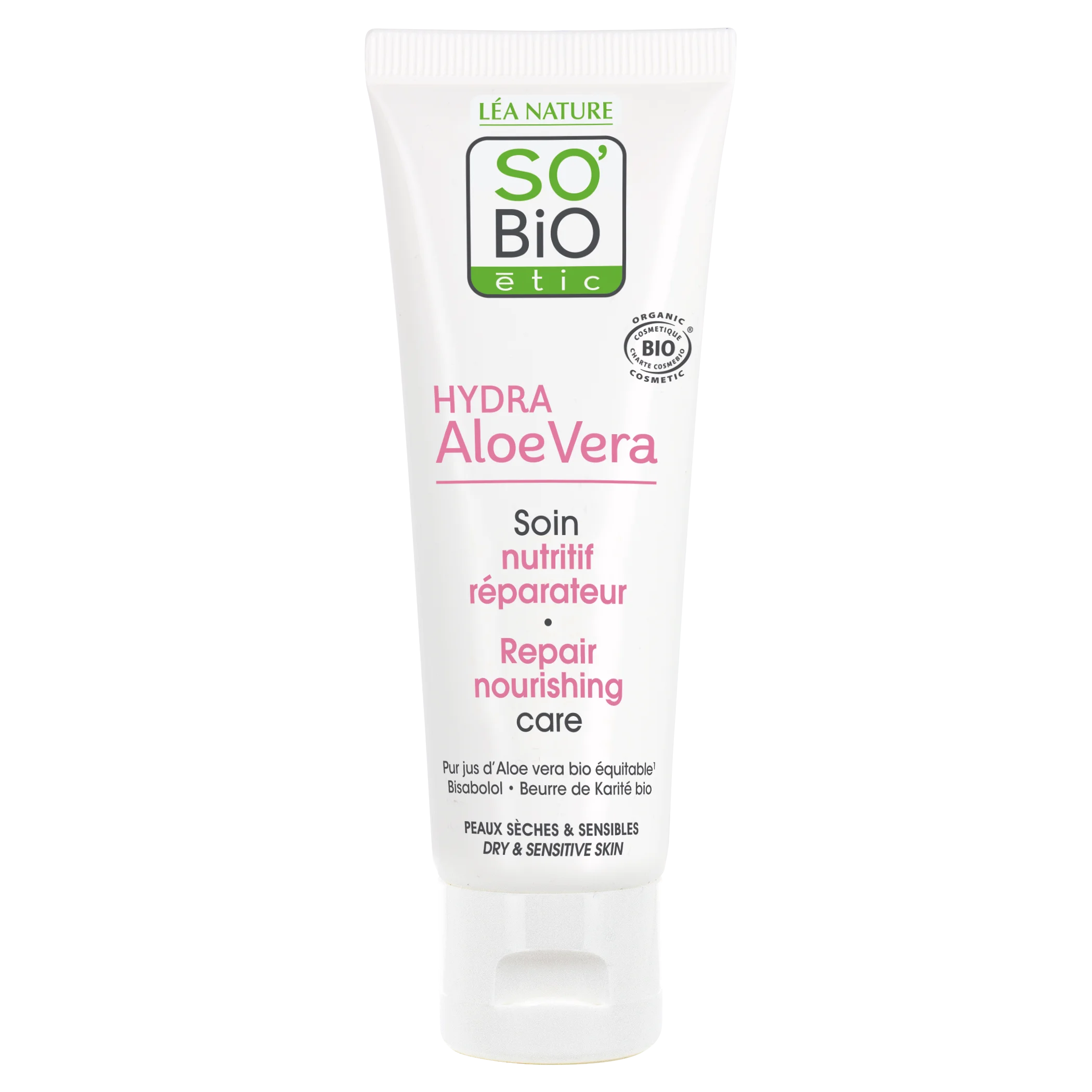 SO’BiO étic Cuidado nutritivo reparador con Aloe vera para piel sensible BIO (50 ml) - hidrata y nutre la piel