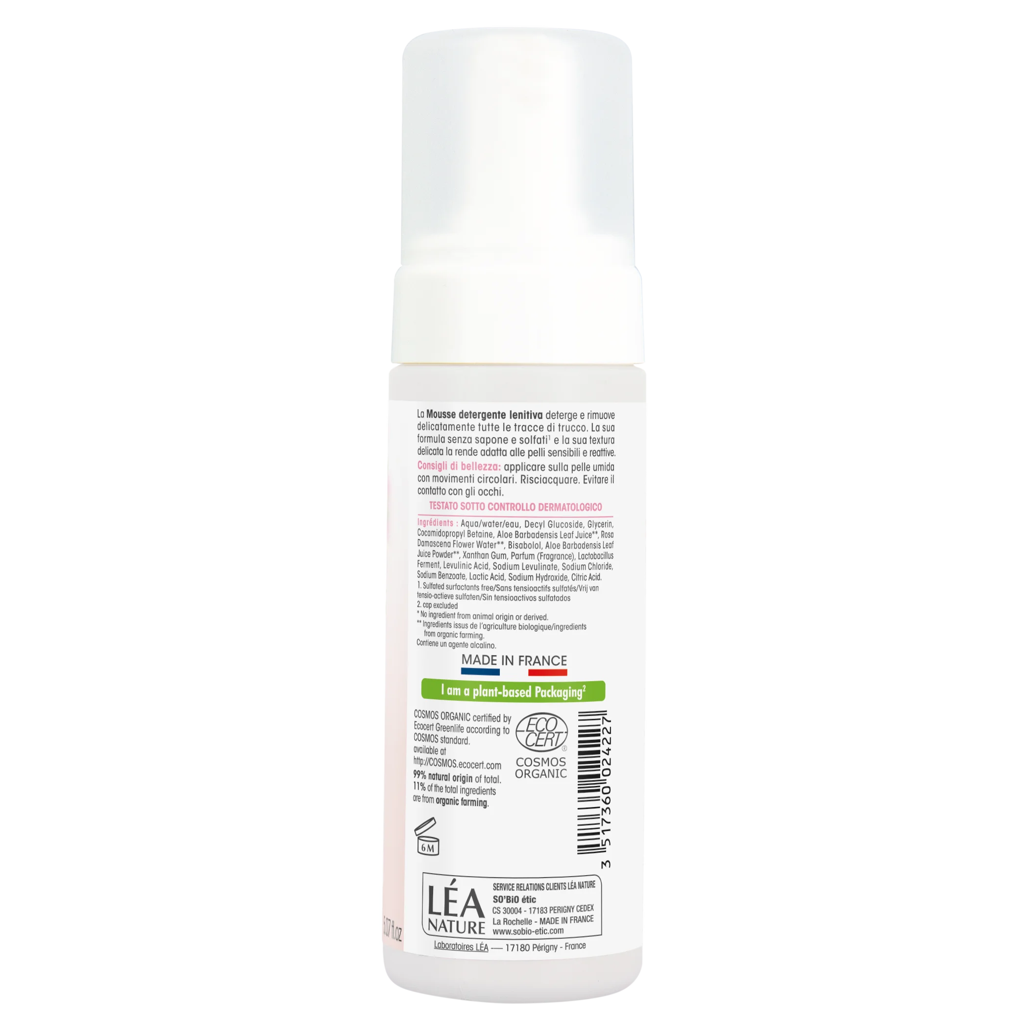 SO’BiO étic Espuma limpiadora calmante Aloe Vera BIO (150 ml) - enriquecida con agua de rosas