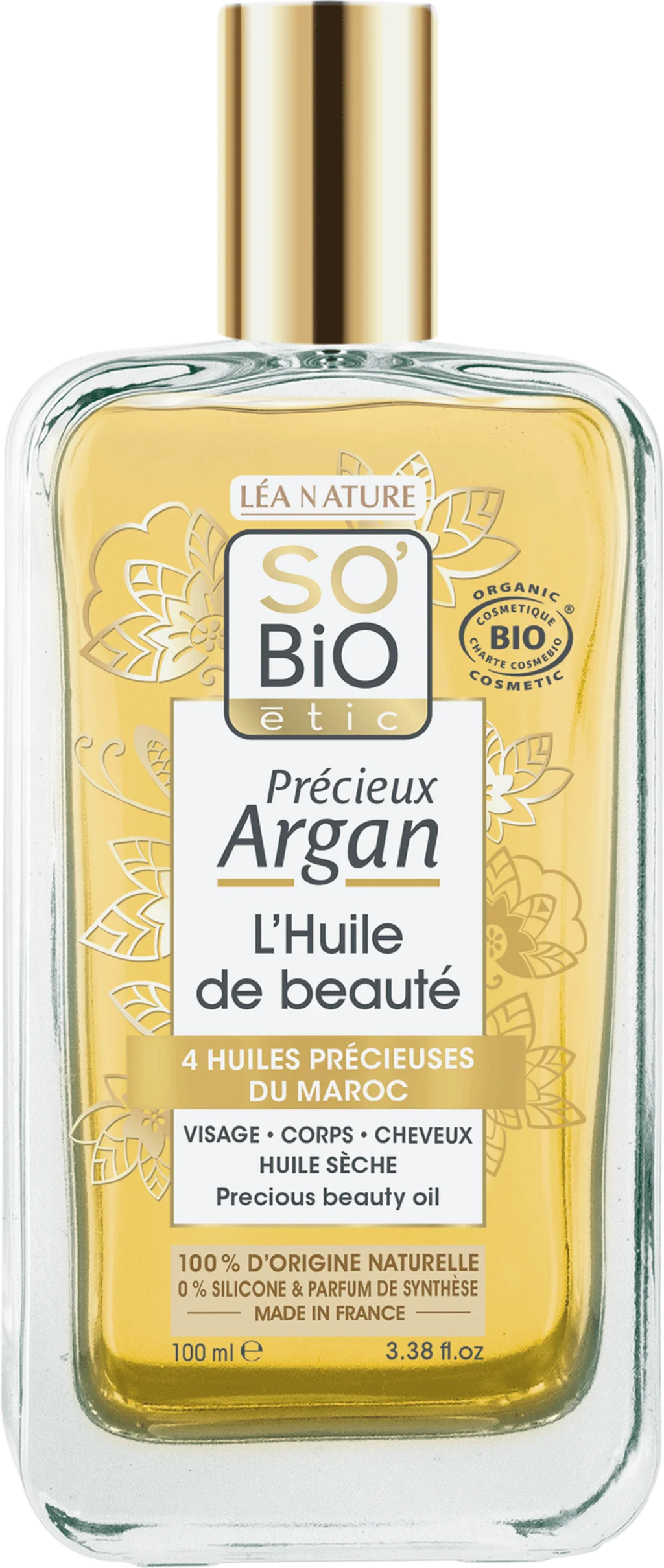 SO’BiO étic Précieux Argan Aceite nutritivo para cuerpo, rostro y cabello BIO (100 ml) - elixir de juventud y belleza