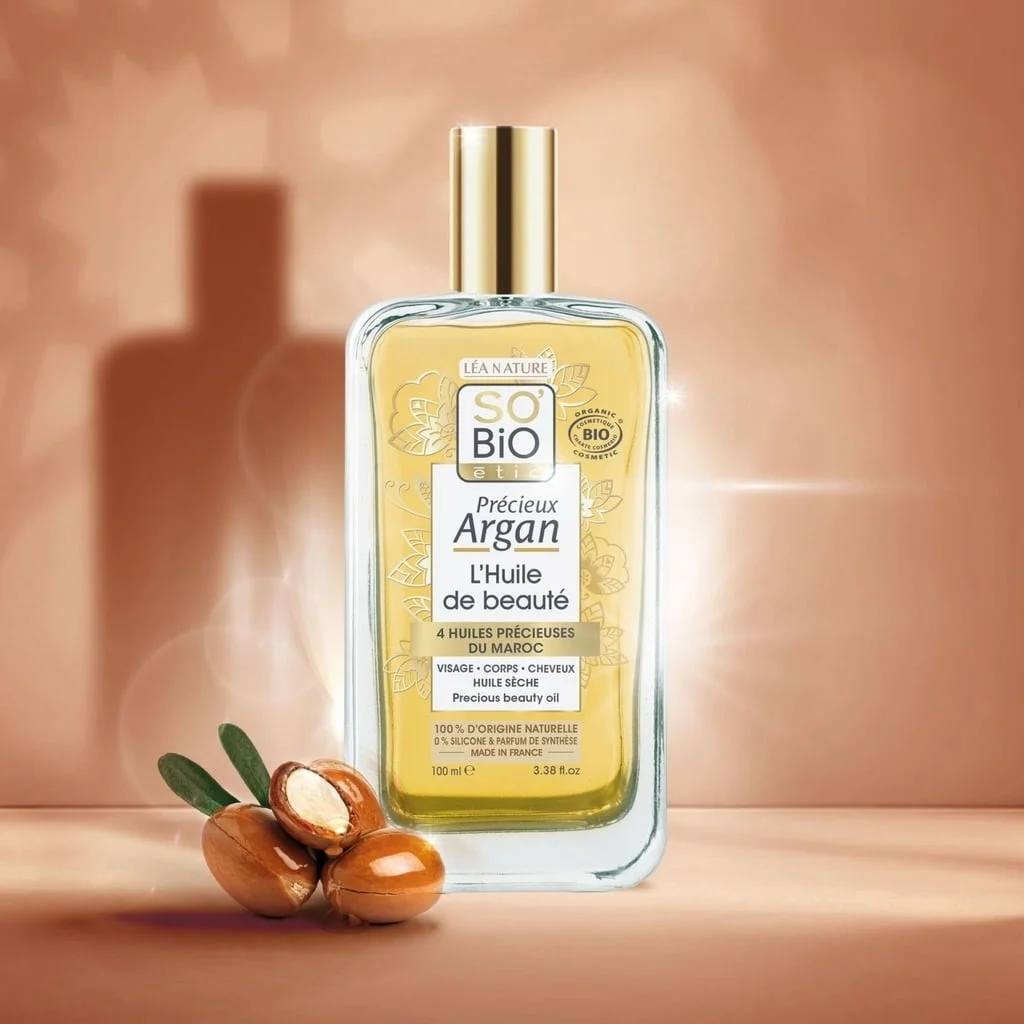 SO’BiO étic Précieux Argan Aceite nutritivo para cuerpo, rostro y cabello BIO (100 ml) - elixir de juventud y belleza