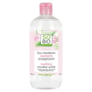 SO’BiO étic Agua micelar calmante con Aloe Vera BIO (500 ml) - enriquecida con agua de manzanilla
