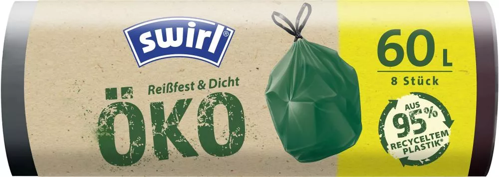 Swirl Bolsas retráctiles ecológicas (8 unidades) - 60 l - 95% de materiales reciclados