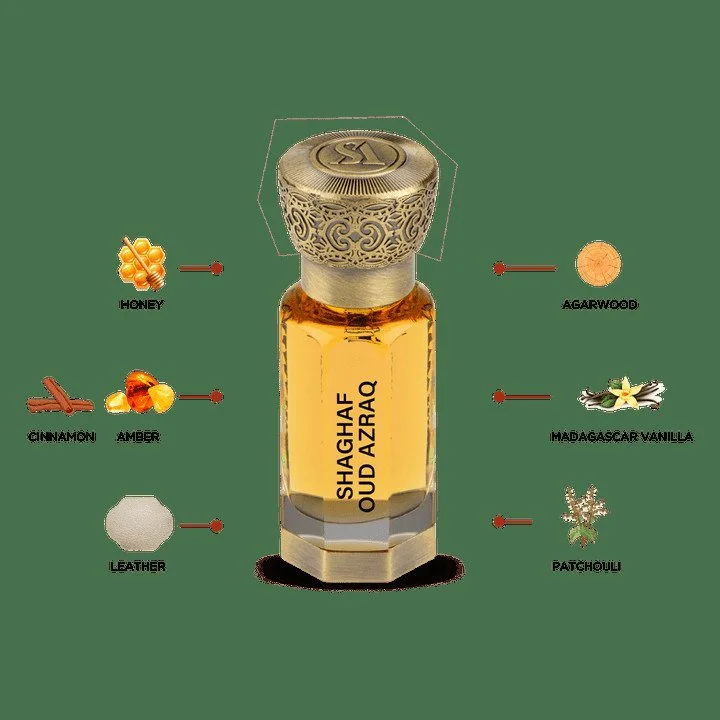Shaghaf Oud Azraq Aceite de Perfume Concentrado Unisex 12 ml