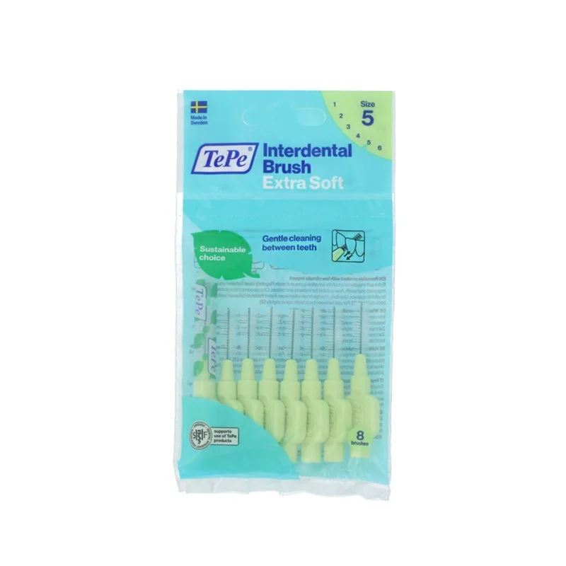 Cepillos interdentales extra suaves n.º 5 verdes (0,8 mm) 8 uds