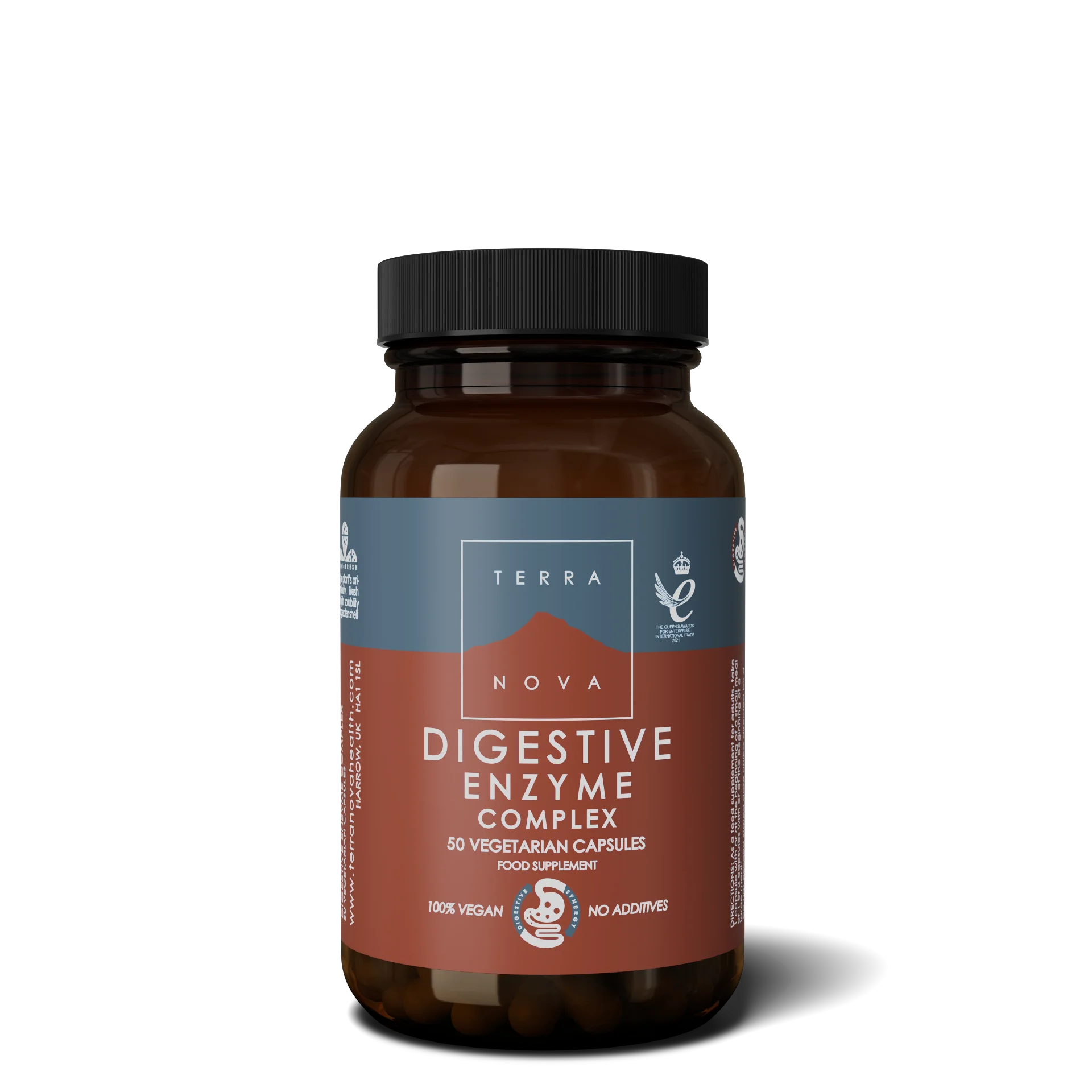 Terranova Health Complejo de enzimas digestivas (50 cápsulas) - enriquecido con hinojo, jengibre y alcachofa