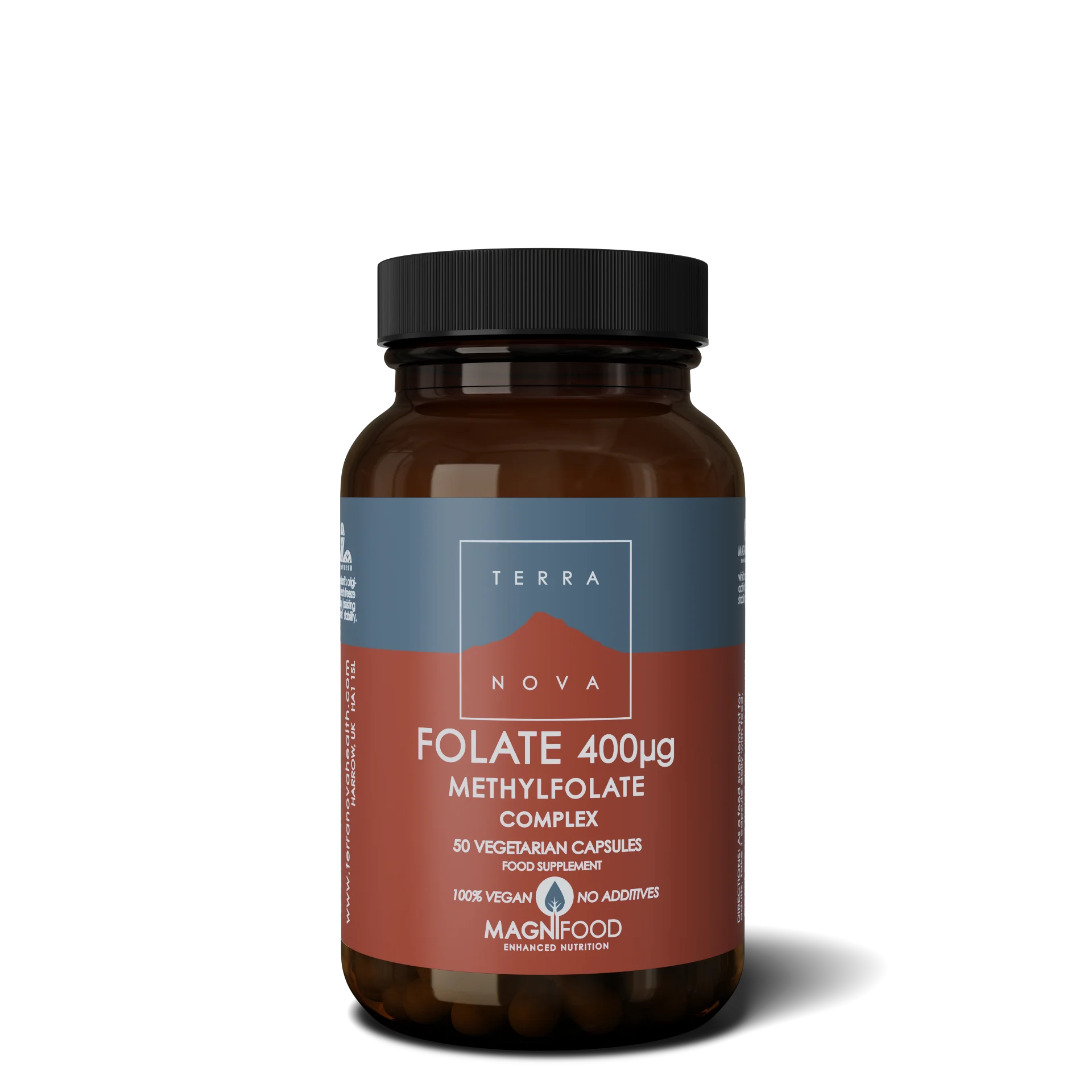 Terranova Health Complejo de Folato (Metilfolato) 400 µg (50 cápsulas) - forma natural del ácido fólico
