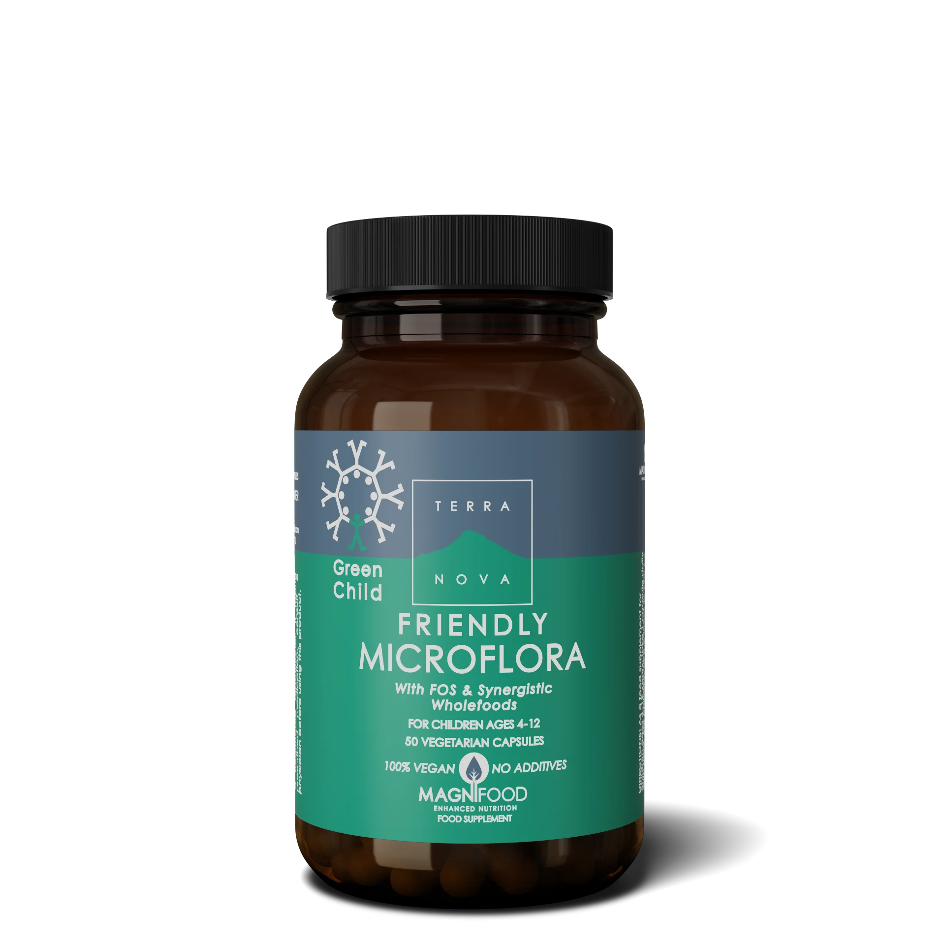 Terranova Health Green Child Friendly Microflora (50 cápsulas) - apto para niños de 4 a 12 años