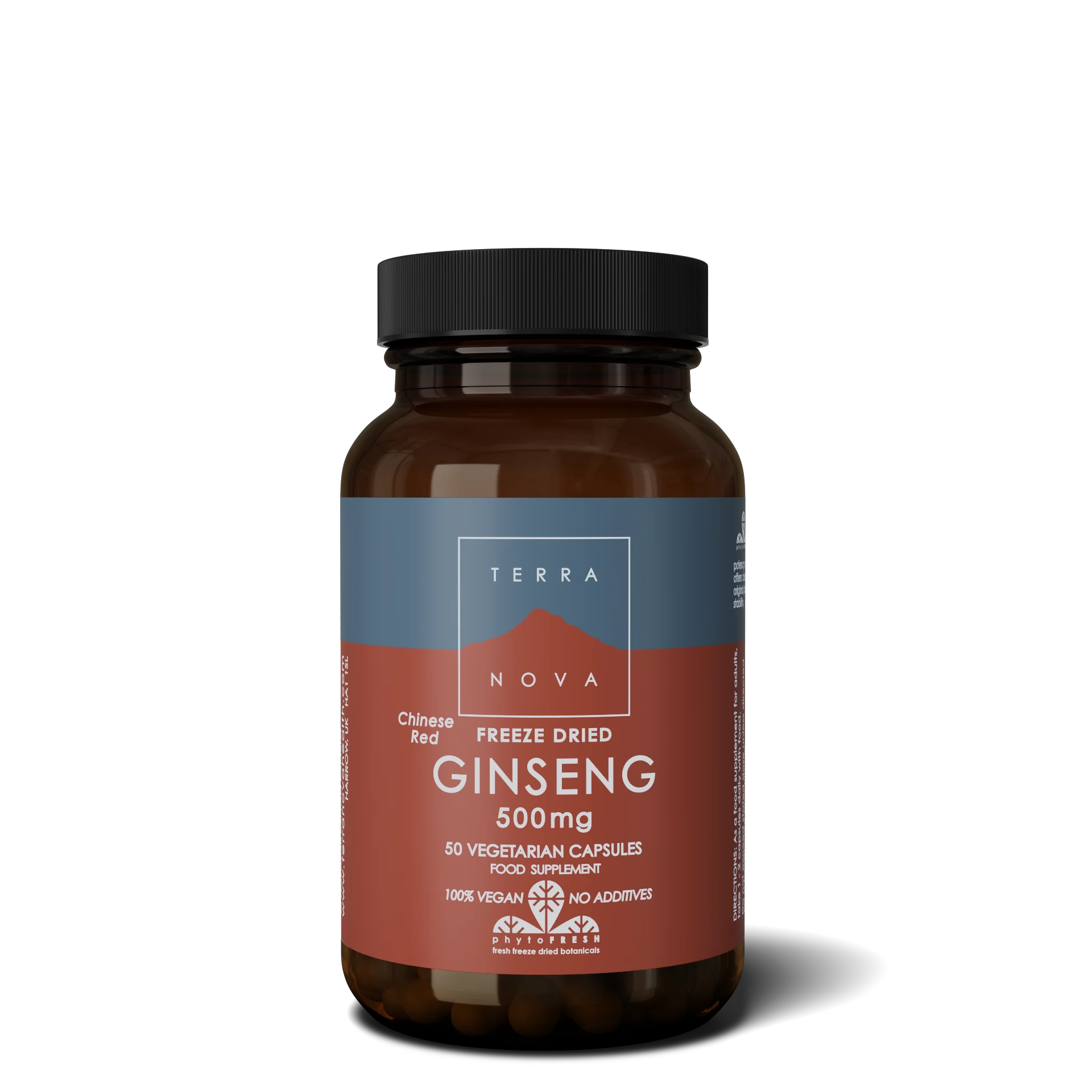 Terranova Health Ginseng rojo chino liofilizado BIO (50 cápsulas) - apoya el sistema inmunitario