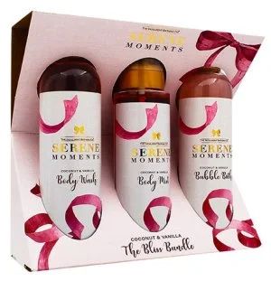 The Indulgent Bathing Co. Serene Moments set de regalo gel de ducha 240 ml + espuma de baño 240 ml + bruma corporal