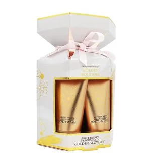 The Indulgent Bathing Co. Golden Boudoir set de regalo gel de ducha + leche corporal 50 ml + esponja de ducha