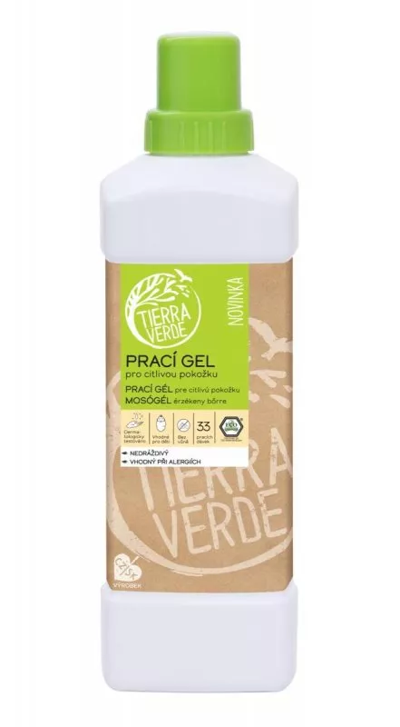 Tierra Verde Gel para lavar la ropa para pieles sensibles (1 l) - ideal para personas con eczema, alergias y niños