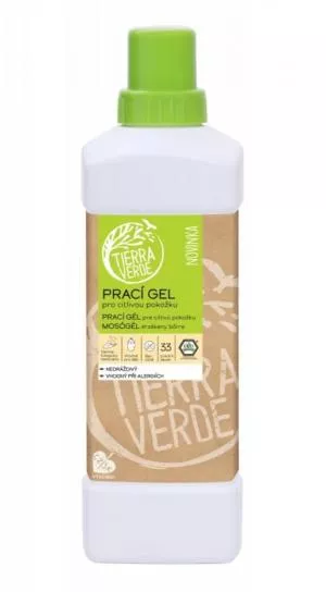 Tierra Verde Gel para lavar la ropa para pieles sensibles (1 l) - ideal para personas con eczema, alergias y niños