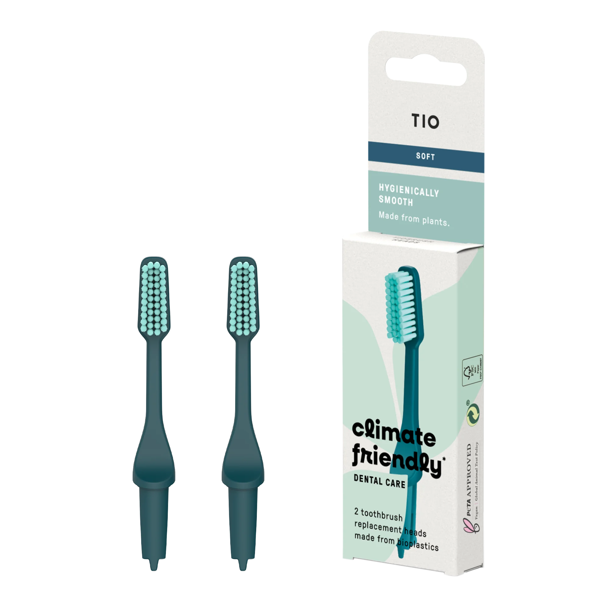 TIO TIOBRUSH Cabezales de repuesto para cepillo de dientes (suave) - Living Ocean - 2 uds.