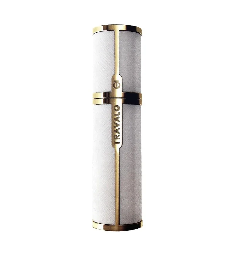 Milano atomizador de perfume recargable 5 ml blanco y dorado