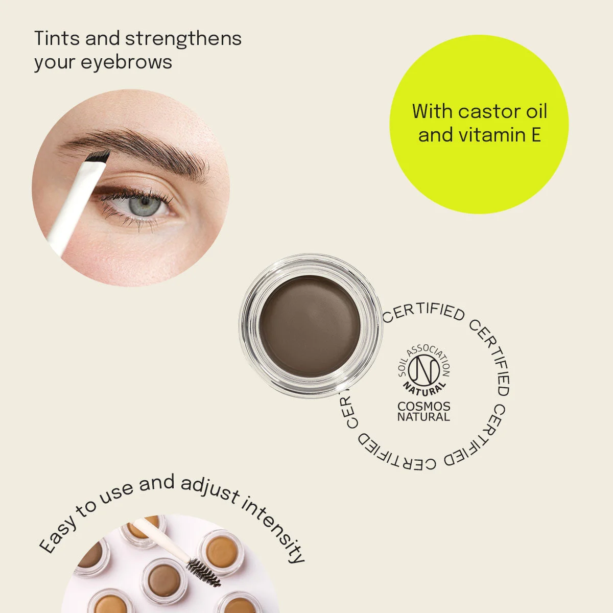 Uoga Uoga Pomada cremosa para cejas (2,5 ml) 792 Forest Path - Dark Brown - 3 tonos para un efecto de cejas más pobladas