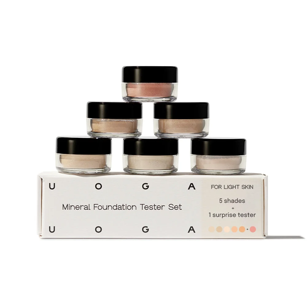 Uoga Uoga Set de muestras de maquillaje mineral (6 x 0,7 g) Light - 5 bases de maquillaje + 1 colorete según el tono de piel