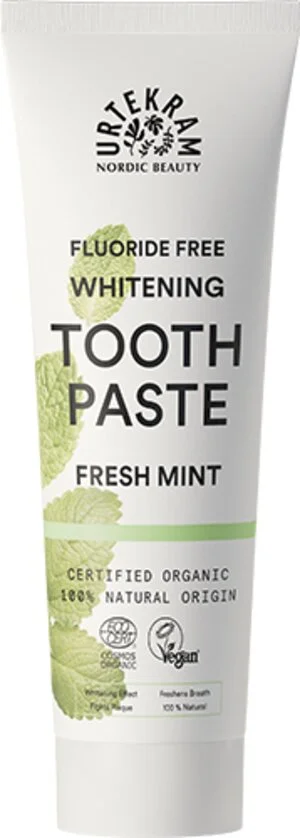 Urtekram Pasta dental blanqueadora con menta BIO (75 ml) - con fresco sabor a menta