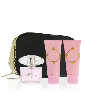 Versace Bright Crystal set de regalo para mujeres eau de toilette 90 ml + loción corporal 100 ml + gel de ducha 100 ml + neceser