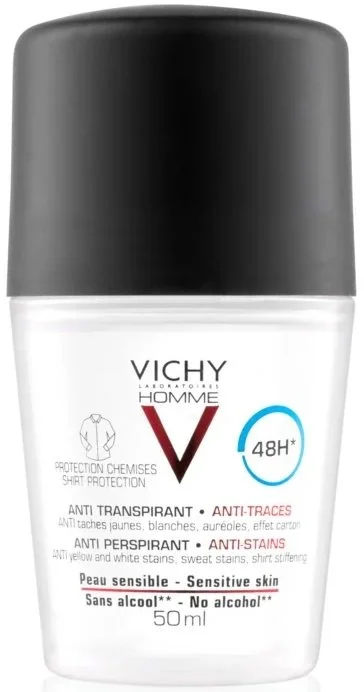 Homme Antitranspirante 48h contra las manchas blancas y amarillas para hombre 50 ml