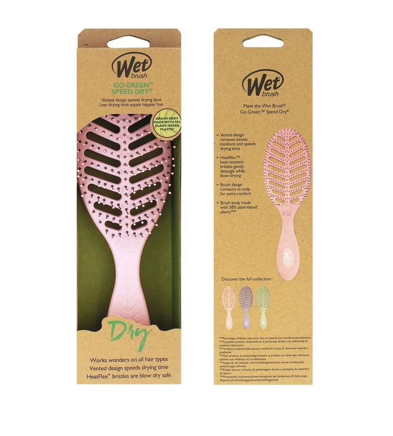 Go Green Speed Dry cepillo para el cabello rosa